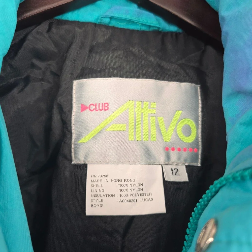 Vintage Club Attivo Ski Suit Teal Purple Pink Colorblock Boys 12 Retro 80s 90s